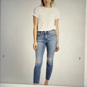 Silver Most Wanted Mid Rise Straight Crop Jeans